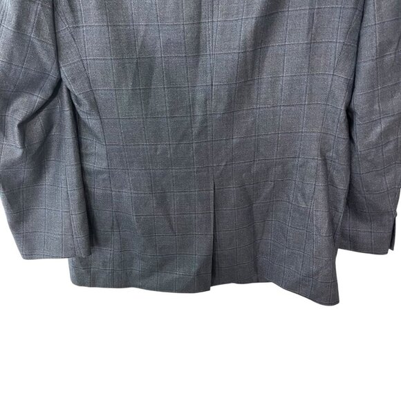 Lauren Ralph Lauren Mens Sport Coat Blazer Blue Gray Check Size 42L Silk Wool - Picture 8 of 10
